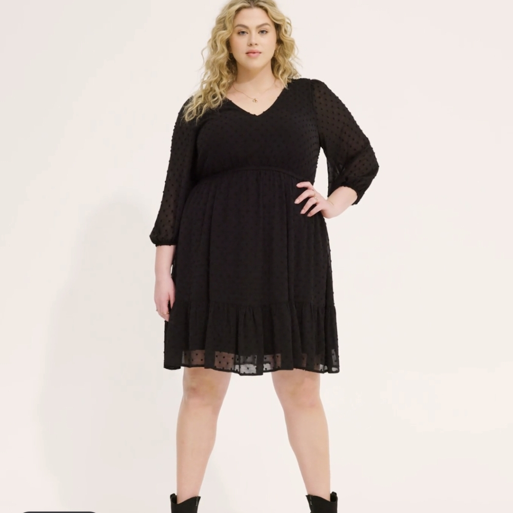 Torrid Black Clip Dot Mini Dress, NWOT, Size 1X - Picture 5 of 7